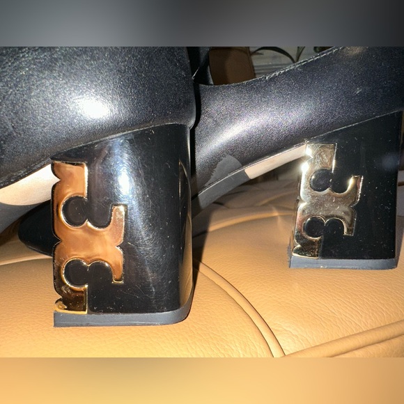 Tory Burch, Vintage Block Heel, Gold Logo, Open-toe Bootie, Sz 9, EEUC - Picture 12 of 12